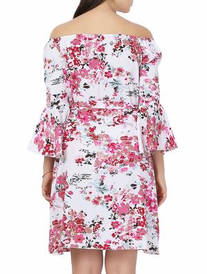 Off Shoulder belted dress - 15187354 - Standard Image - 3