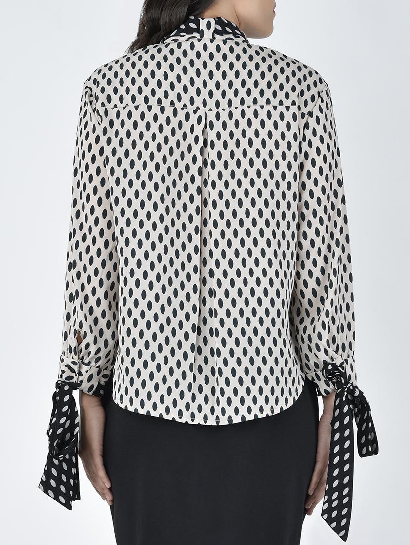 white crepe polka dotted shirt - 15189171 - Zoom Image - 3