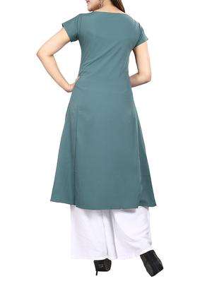 grey crepe a-line kurta - 15191372 - Standard Image - 3
