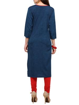 blue crepe straight kurta - 15191407 - Standard Image - 3