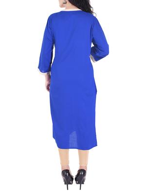 blue viscose straight kurta - 15193360 - Standard Image - 3