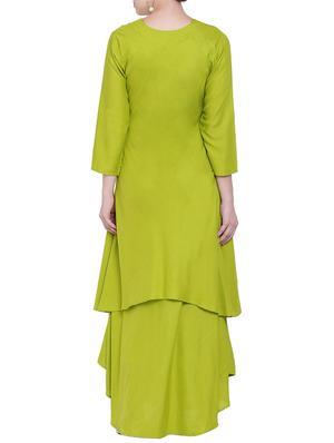 lime layered solid kurta - 15194383 - Standard Image - 3
