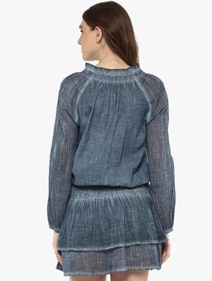 blue solid denim dress - 15194433 - Standard Image - 3