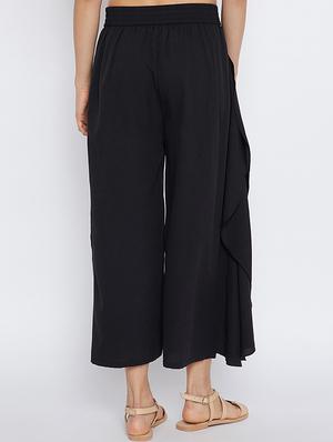 black solid flared palazzo - 15194488 - Standard Image - 3