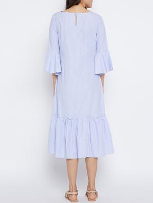 blue cotton striped drop waist dress - 15194845 - Standard Image - 3