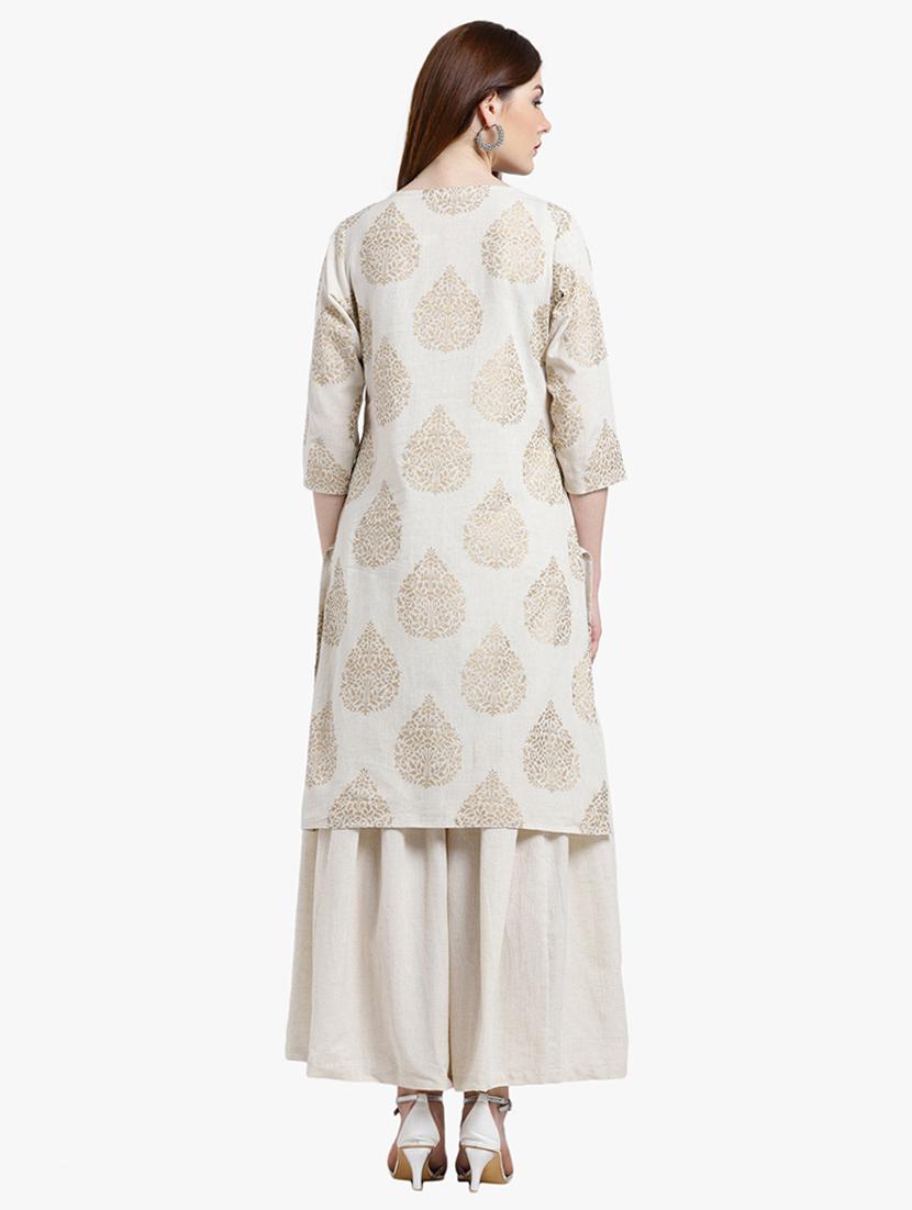 foil printed kurta palazzo set - 15195188 - Zoom Image - 3