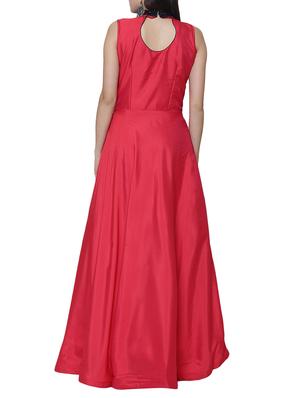 Red embroidered silk flared gown - 15195497 - Standard Image - 3