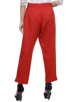 red cotton palazzos - 15195799 - Standard Image - 3