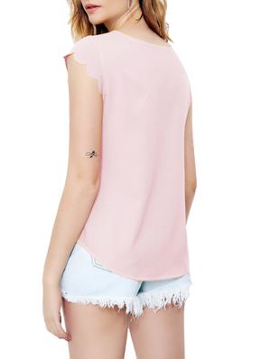 v cut out scallop sleeved top - 15195841 - Standard Image - 3