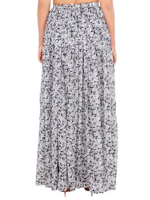 grey printed georgette maxi skirt - 15196823 - Standard Image - 3