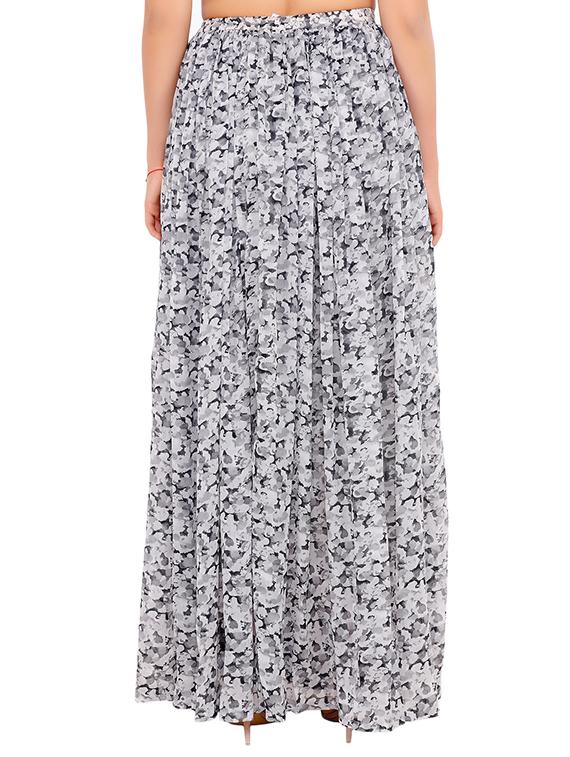 grey printed georgette maxi skirt - 15196823 - Zoom Image - 3