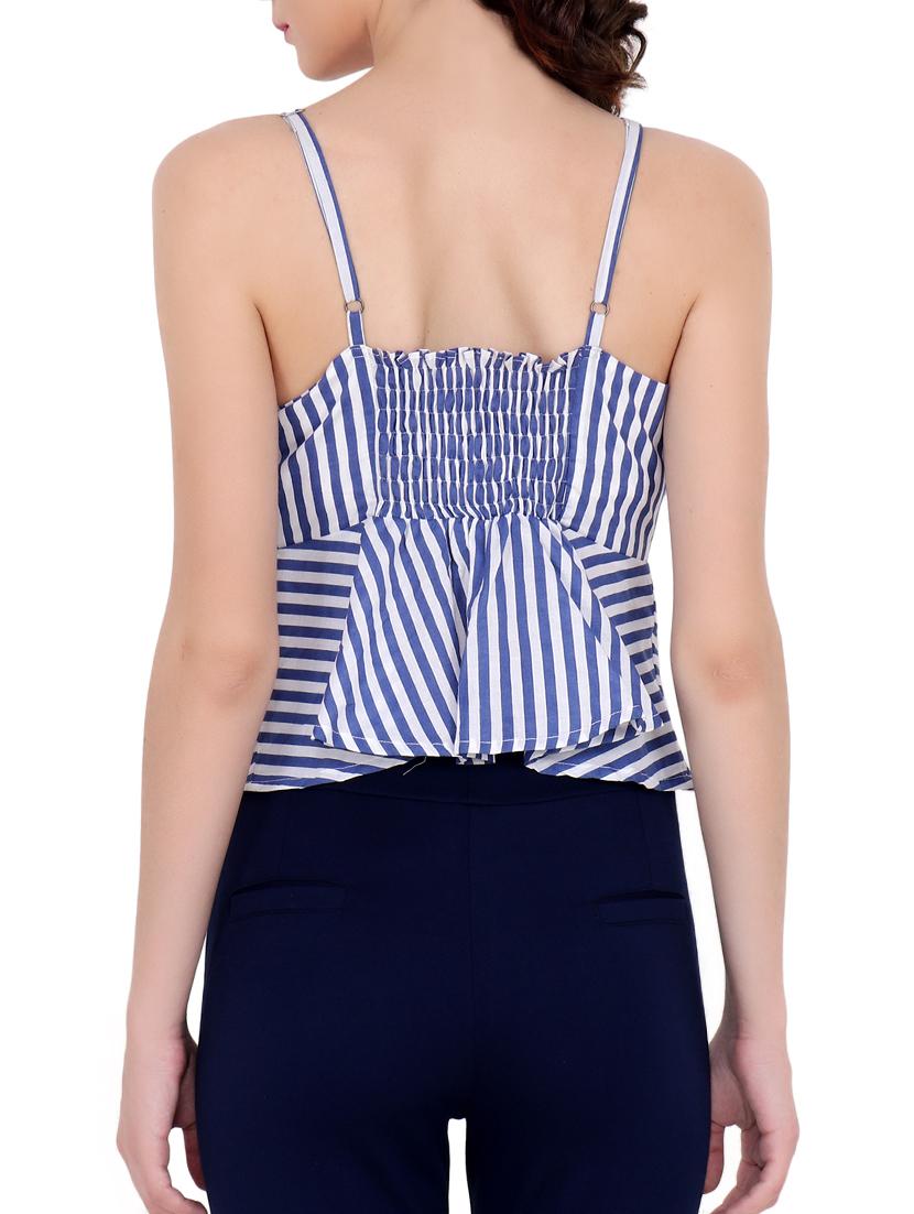 navy blue striped cotton top - 15198381 - Zoom Image - 3