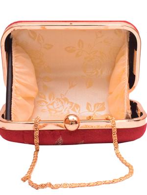 maroon velvet box clutch - 15198429 - Standard Image - 3