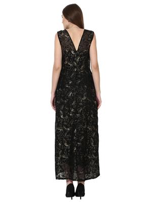 Printed net sheer gown dress - 15199375 - Standard Image - 3