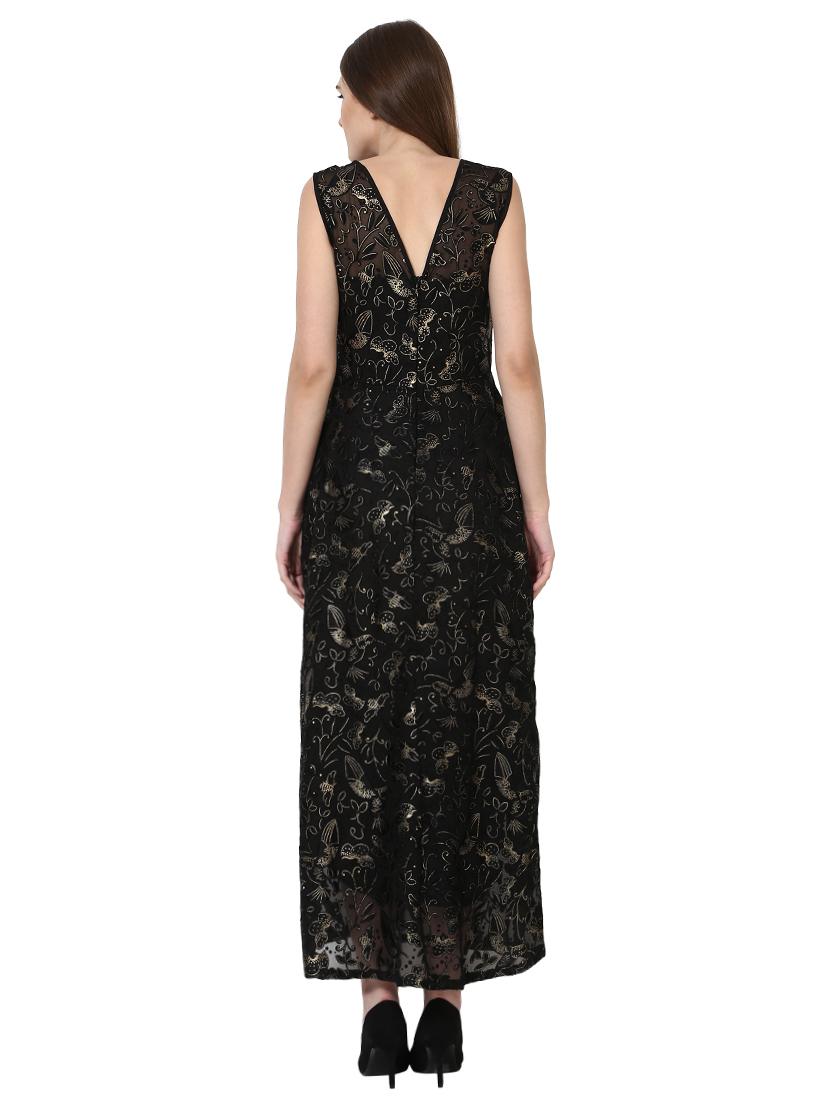 Printed net sheer gown dress - 15199375 - Zoom Image - 3