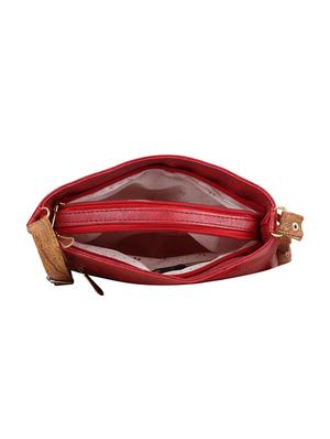 maroon leatherette (pu) regular sling bag - 15201237 - Standard Image - 3