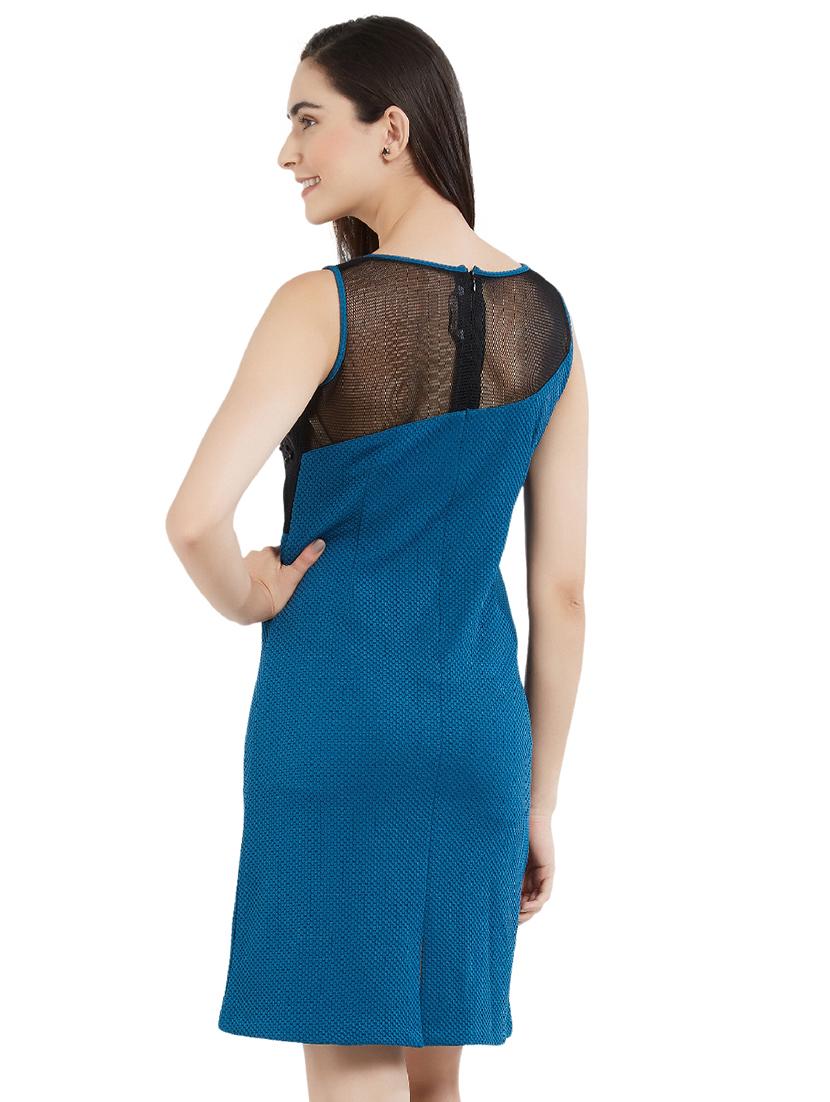 blue color block a-line dress - 15201470 - Zoom Image - 3