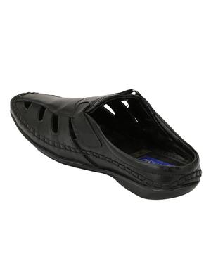black Leatherette slip on sandal - 15202996 - Standard Image - 3