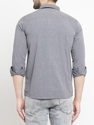 grey solid casual shirt - 15206158 - Standard Image - 3