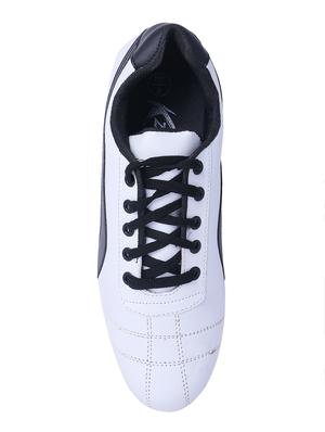 white leatherette lace up sneaker - 15207117 - Standard Image - 3