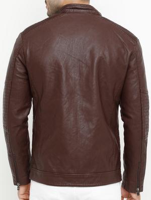 brown leather biker jacket - 15207384 - Standard Image - 3