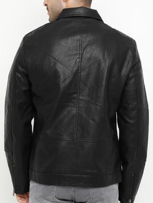 black leather biker jacket - 15207387 - Standard Image - 3