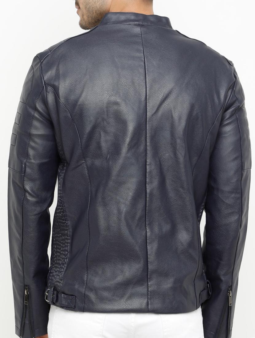 blue leather biker jacket - 15207391 - Zoom Image - 3