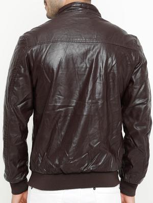 brown leather biker jacket - 15207403 - Standard Image - 3