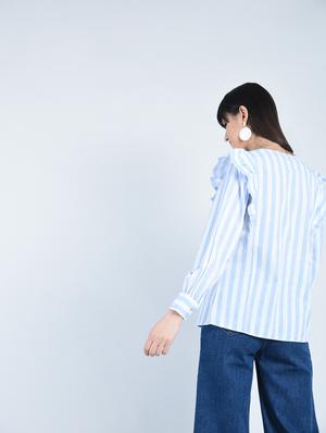 striped ruffle detail top - 15208920 - Standard Image - 3