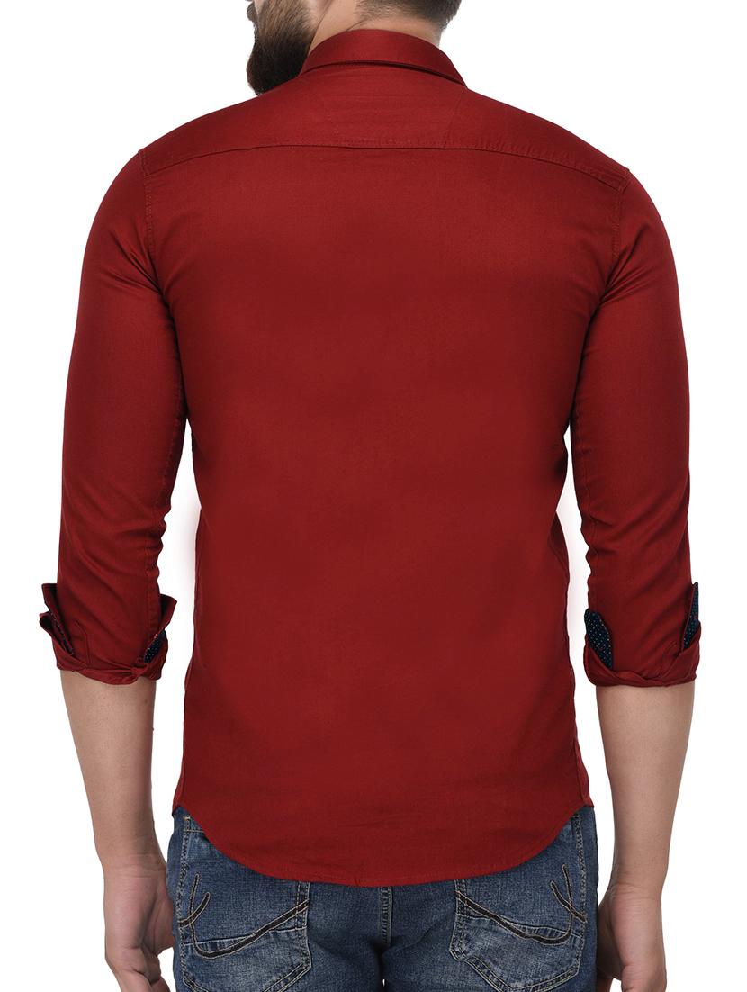 red cotton casual shirt - 15209832 - Zoom Image - 3