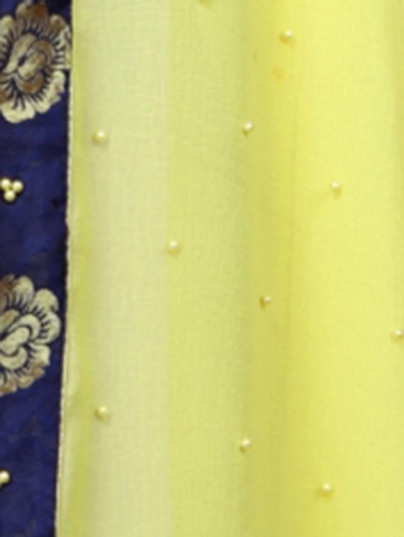 yellow georgette bordered saree with blouse - 15210853 - Zoom Image - 3
