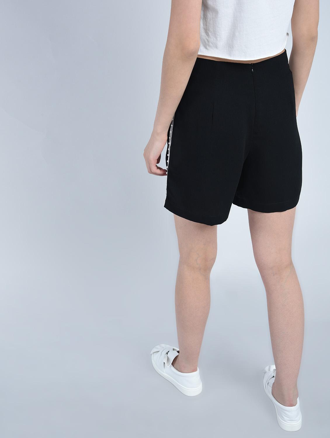 solid black viscose shorts - 15211109 - Zoom Image - 3