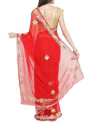 gota patti embellished saree with blouse - 15211732 - Standard Image - 3