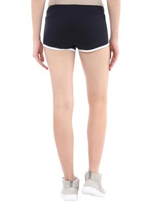 navy blue solid fleece sports shorts - 15212371 - Standard Image - 3