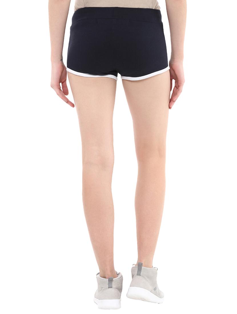navy blue solid fleece sports shorts - 15212371 - Zoom Image - 3