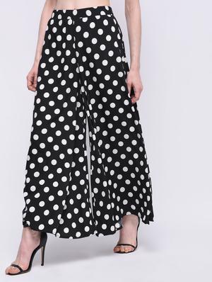 black polka doted crepe palazzo - 15212482 - Standard Image - 3