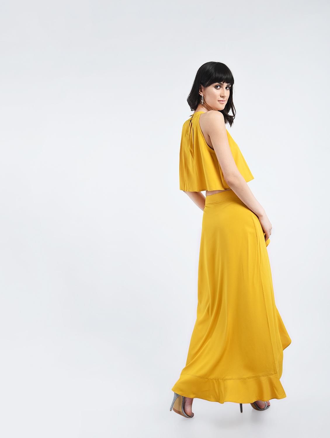 yellow solid ruffled palazzo - 15212708 - Zoom Image - 3