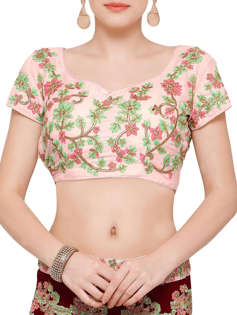 maroon embroidered flared lehenga - 15212742 - Zoom Image - 3