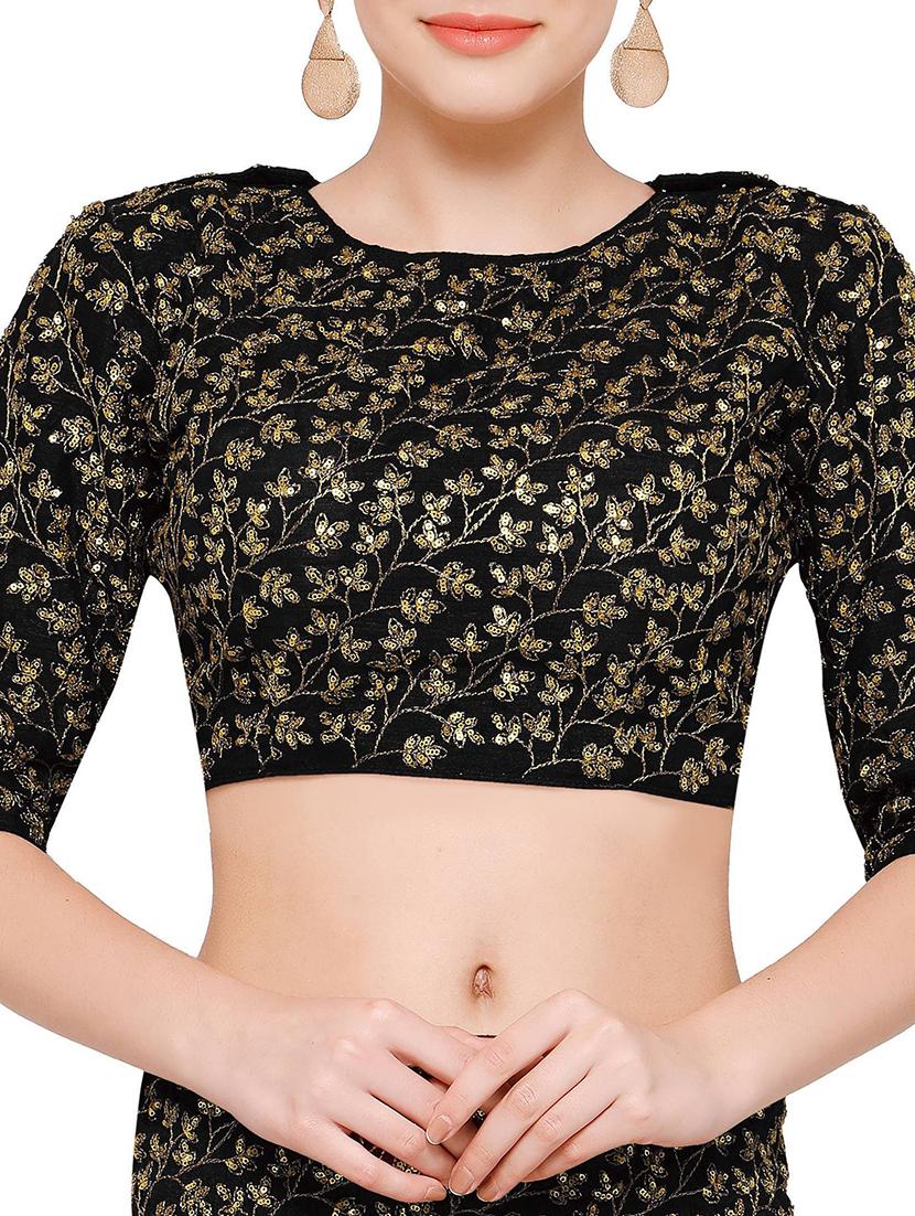 black sequined flared lehenga - 15212743 - Zoom Image - 3