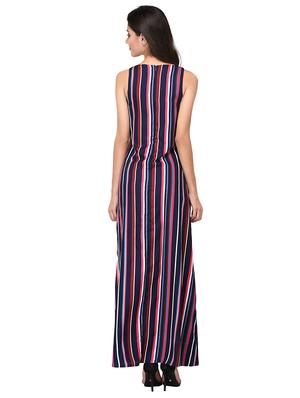 navy blue striped maxi dress - 15213077 - Standard Image - 3
