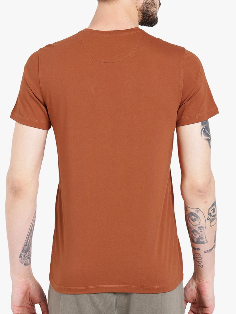 brown cotton chest print t-shirt - 15213743 - Zoom Image - 3
