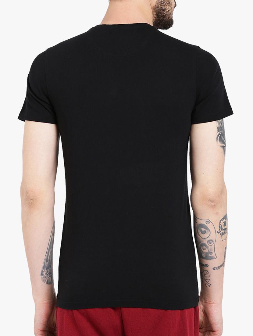 black cotton chest print t-shirt - 15213756 - Zoom Image - 3