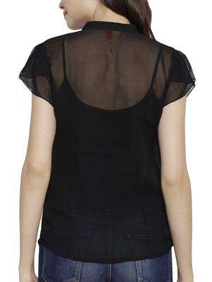 black solid layered shirt - 15214883 - Standard Image - 3