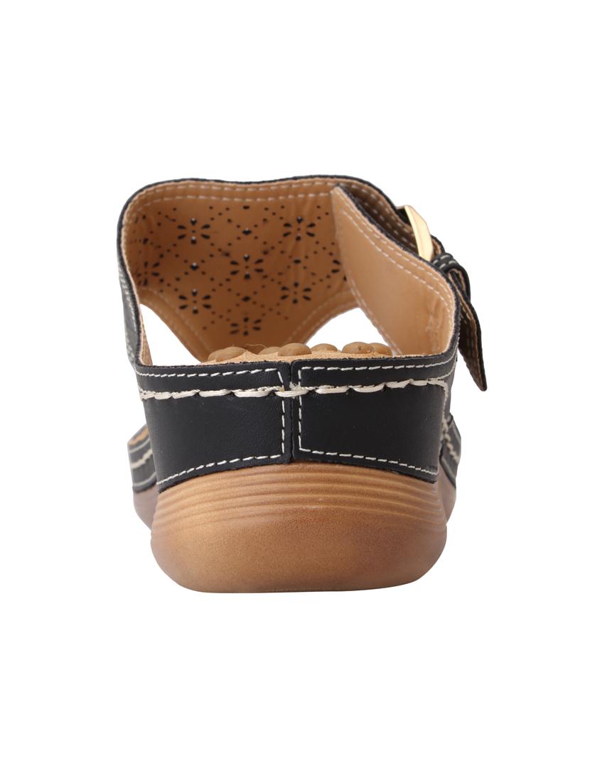 black leatherette slippers - 15216304 - Zoom Image - 3