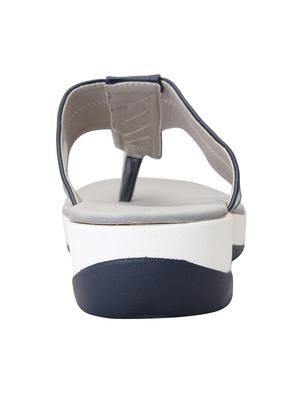 navy leatherette slippers - 15216314 - Standard Image - 3