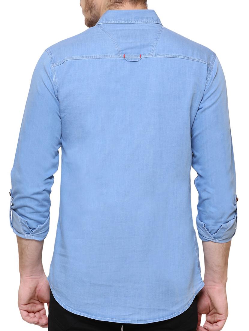 blue denim casual shirt - 15217363 - Zoom Image - 3