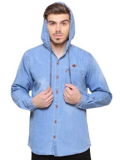 light blue denim casual shirt - 15217367 - Standard Image - 1