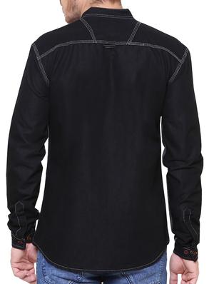 black denim casual shirt - 15217369 - Standard Image - 3