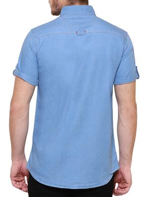 blue denim casual shirt - 15217388 - Standard Image - 3