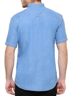 light blue denim casual shirt - 15217394 - Standard Image - 3